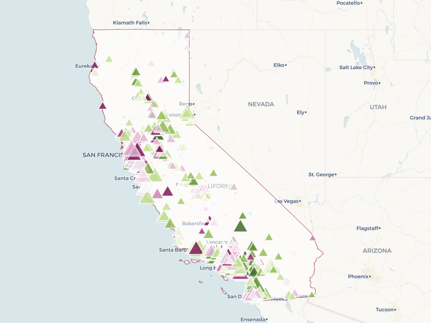 Visulizing spatial information - California housing